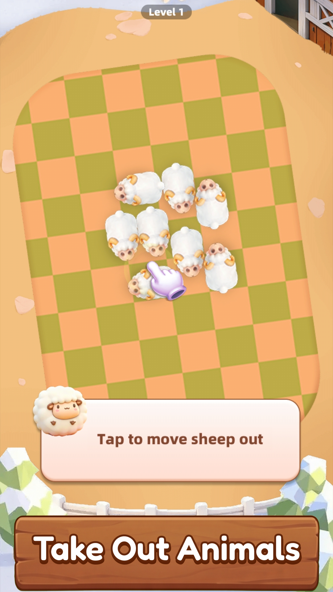 Sheep Puzzle Escape — crowded pen with many sheep on the board